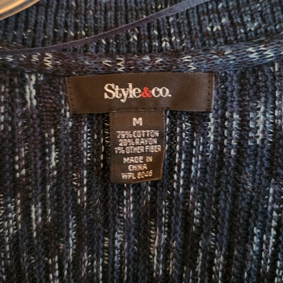 Style & Co Blue Button Front Sweater cardigan womens size medium - Picture 11 of 13